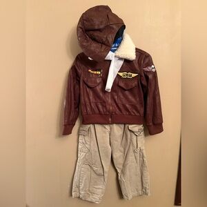 Teetot Aviator Costume - Jacket with Cream Collar, cap, and cargo pants